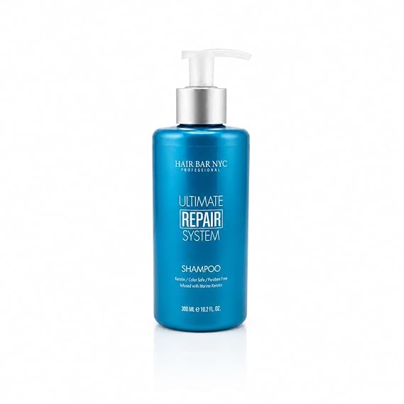 Hair Bar NYC Ultimate Repair System Shampoo (300ml / 10.2 Fl oz) - Strengthens and Revitalizes Hair, Enriched with Keratin and Natural Oils for Deep Nourishment and Hydration, Ideal for Damaged Hair