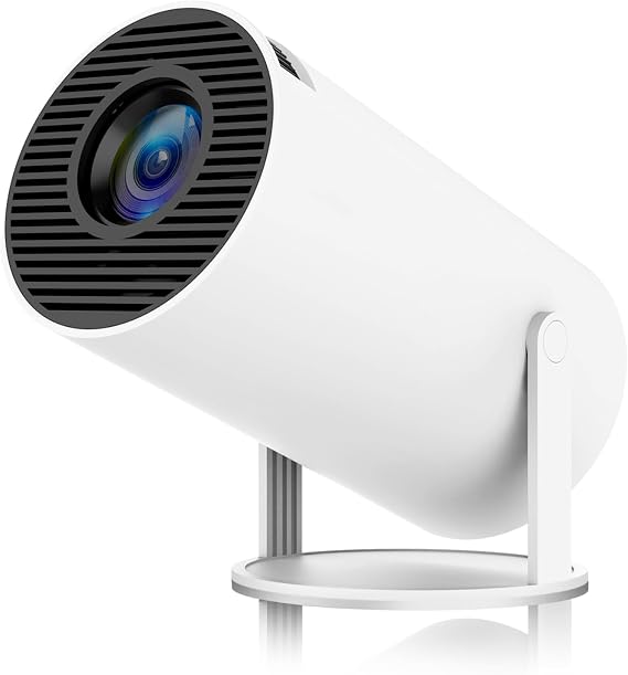 HY300 Mini Portable Projector, Support 4K 1080P with Dual-Band WIFI6 5G Wireless 5.0 Bluetooth Android 11, 180 Rotatable, Auto Keystone Correction, 35"-130" Screen Video Projector