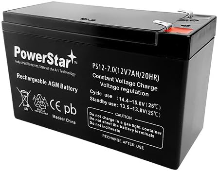 PowerStar Replacement 12V 7Ah AGM Battery for WKA12-7F Werker SLA Sealed Lead Acid