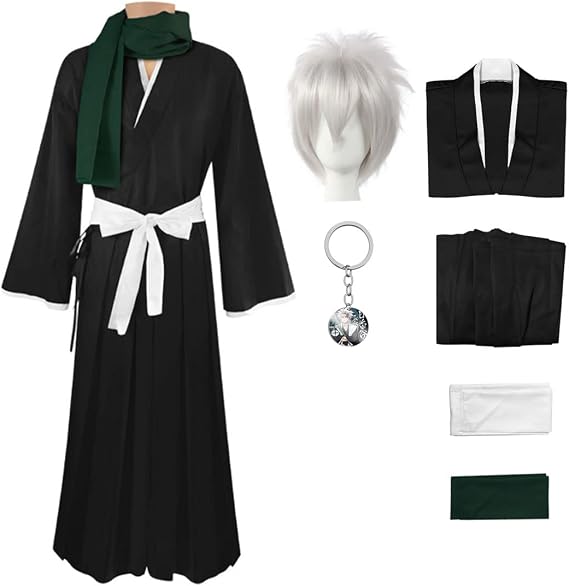 MEADOO Anime Hitsugaya Toushirou Cosplay Costume Japanese Black Kimono Uniform Full set Easter Halloween outfits For Adult