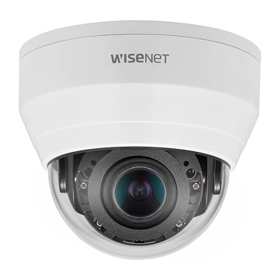 Hanwha Techwin QND-8080R 5MP IR WDR PoE Network Dome Camera with 3.2~10mm (3.1x) Motorized varifocal Lens, RJ45 Connection.