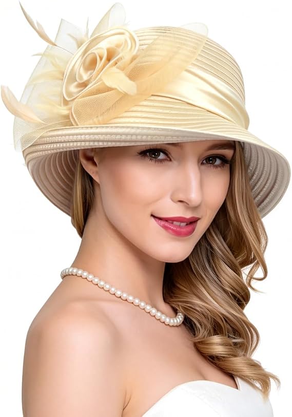 Ruphedy Women Derby Church Dress Bucket Hat Fascinators Tea Party Wedding Hat