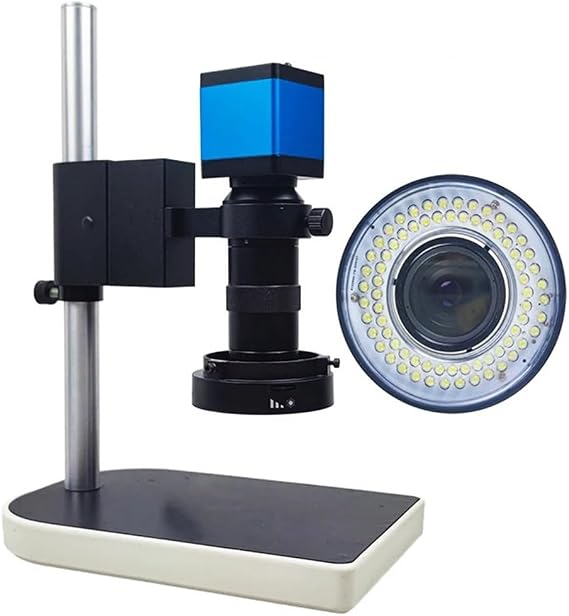 Microscope Accessories Kit 22MP HDMI HD USB Digital Camera Monocular Microscope Stand Lens with 72 LED Ring Light for Cell Phone Repair Soldering Tool Microscope Slide