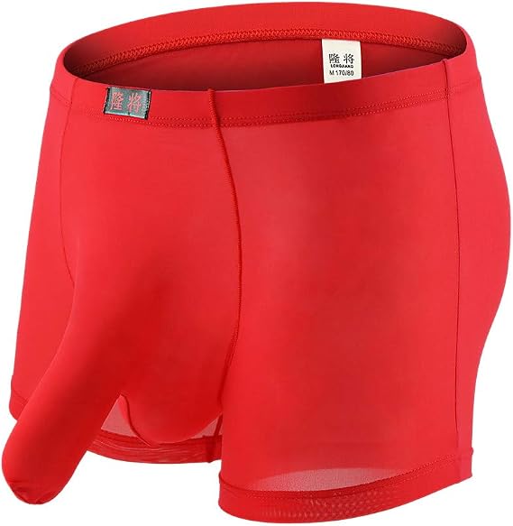 Generic Men's Erotic Tight Elephant Trunk Boxerss,Ultra-Thin Enhancing Bulge Pouch Underwear Trendy Separated Pouch Boxerss