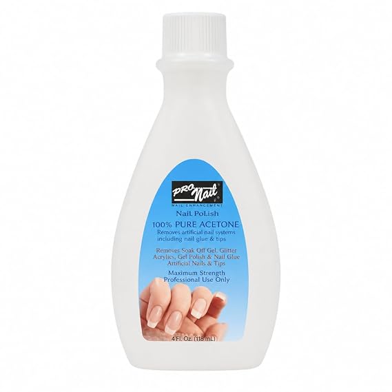 PRONAIL Salon & Home Nail Enhancement Remover, 100% Pure Acetone, 4 oz