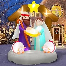 MICOCAH 6FT Tall Christmas Inflatables Nativity Scene Outdoor Decorations, Built-in LED Lights Funny Inflatable The Birth of Jesus Xmas Blow Up Yard Decoration for Holiday Party Indoor Lawn Decor