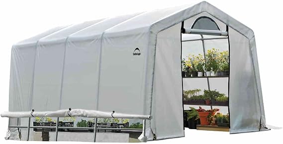 ShelterLogic 70658 Greenhouse-in-a-Box Flow Peak Roof Style Easy Access Outdoor Grow House with Translucent Waterproof Cover, 10' x 20'