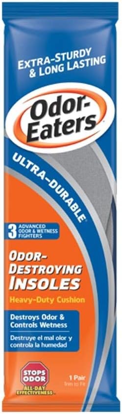 Odor-Eaters Ultra-Durable Insoles, Heavy-Duty Cushion, Destroys Odor & Controls Wetness, 1 Pair, Pack of 9
