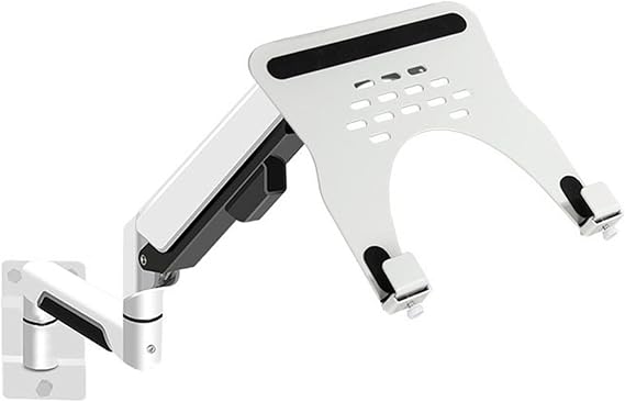 Monitor Mount Wall Mount Monitor Arm with Laptop Tray, Aluminum Gas Spring Full Motion Laptop Mount Arm Fits Max 32 inch, 19.8 lbs Screens/ 10-17" Laptop Monitor Desk Stand(White)