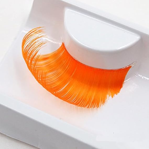 AnHua New Sexy Fun Ladies Styles Handmade Reusable Long Thick Fancy Party Feather False Eyelashes Makeup Eye Lashes Orange