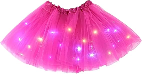 Girl's Tutu Skirt with LED Light Layered Ballet Tutu Skirts Mesh Fluffy Princess Dancing Skirt 3-8 Years Old