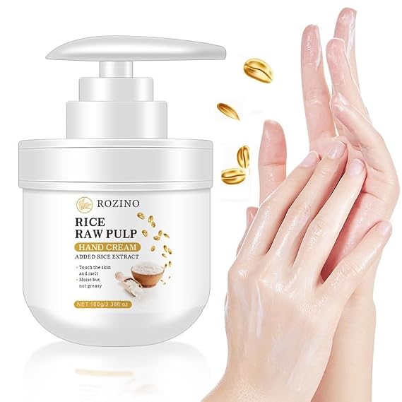 Soelegant 3.53oz Rice Hand Cream, Moisturizing Hydrating Nourishing Exfoliating Hand Film Hands Care Rice Raw Pulp hand Hand Lotion, Bridesmaid Gifts, Hand Moisturizer For Younger Looking Hands