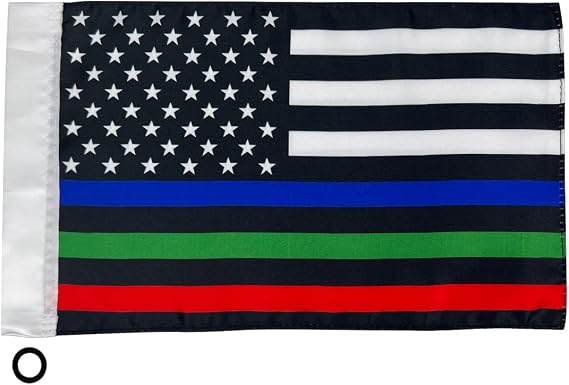 Motorcycle Flag,Thin Blue Red Green Line American Flag 7x10