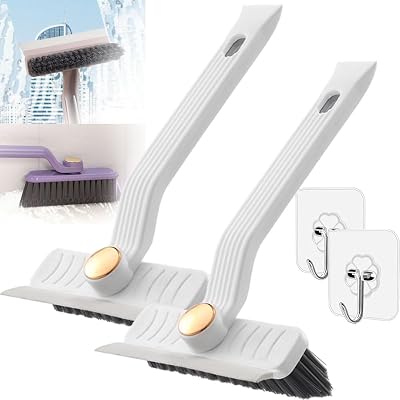 Multi-Function Rotating Crevice Cleaning Brush, 360 Rotating No Dead Corners Crevice Gap Brush Hard Bristle Crevice Gap Cleaning Brush, Household Cleaning Tool for Kitchen Bathroom 2, White