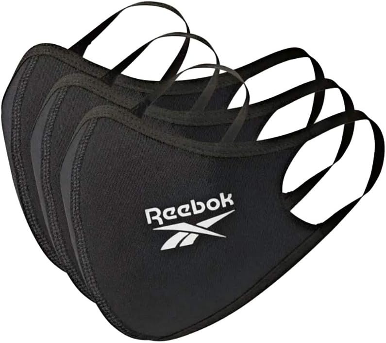 Reebok Unisex Adult Face Mask, Black/White, Large