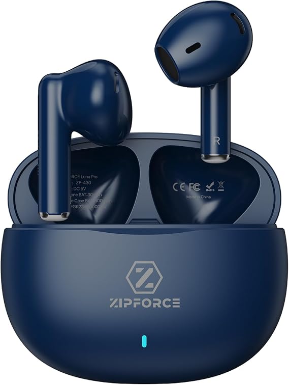 ZIPFORCE True Wireless Earbuds, in-Ear Bluetooth 5.3 Headphones 4-Mics ENC Clear Call, Bluetooth Earbuds Touch Control 30 Playtime, IPX6 Waterproof TWS, Light-Weight Earphones