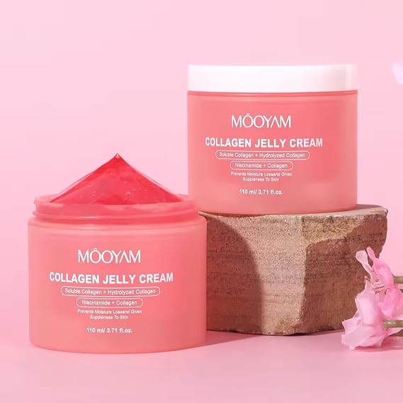 Collagen Jelly Cream Face Moisturizer - Korean Anti-Aging Wrinkle Cream with Niacinamide, Hyaluronic Acid & Vitamin C for Women, Hydrating Facial Cream, 3.71 fl.oz
