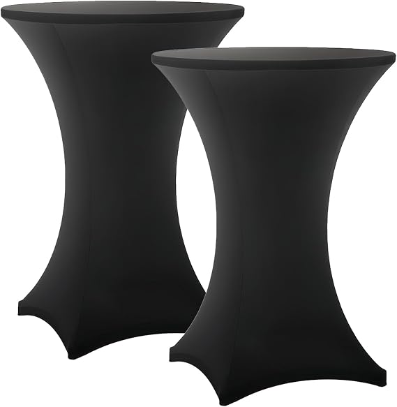 Cocktail Table Covers - 2 Pack 32x43 Inch Table Cloth - Black