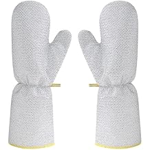 Heavy Duty Gloves, Kitchen Cleaning Glove, Dishwashing Glove with Stainless Steel Scrub, Cleaning Tool for Pot Scrubbing, Dishwashing Gloves, Household Washing Accessory for Home Use