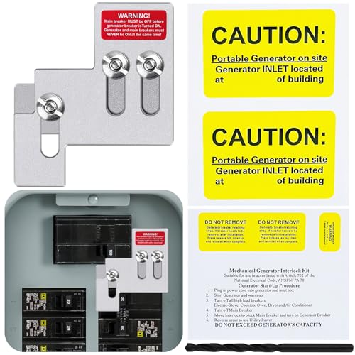 Generator Interlock Kit for Square D QO or Homeline 100 or 125 Amp Panels, 34 to 78 Inches Spacing, Professional and Interlock Kit for Square D Homeline and QO 100 A Indoo or Outdoor