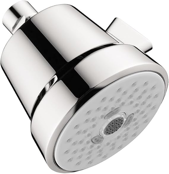 hansgrohe Club 4-inch Showerhead Easy Install Classic 3-Spray Full, Pulsating Massage, Intense Turbo Easy Clean with QuickClean in Chrome, 04500000