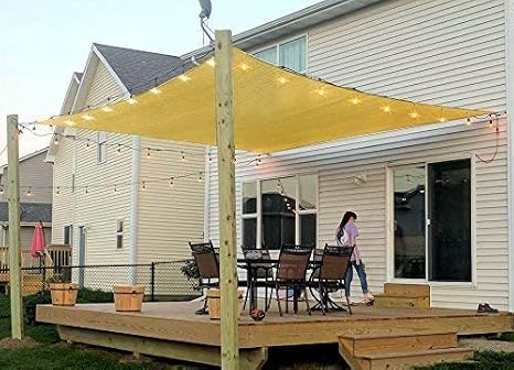 Patio Sun Shade Sail Canopy, 8' x 12' Rectangle Shade Cloth Outdoor Cover - Sunshade Fabric Awning Shelter for Pergola Backyard Garden Carport (Sand)
