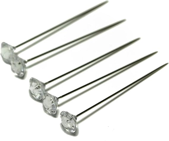 1 Box 200pcs 50mm Sewing Pins Clear Acrylic Crystal Ball Head Pins Straight Pins Quilting Pins for DIY Craft Dressmaker (Clear)