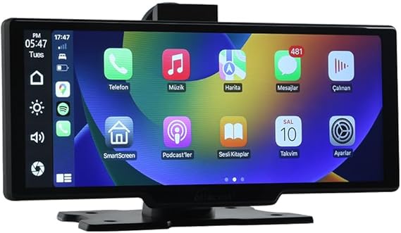 Ottocast 10" Taşınabilir CarPlay & Android Auto, Ön & Arka Kameralı Torpido Üstü Araç Multimedya (OT-N91C)