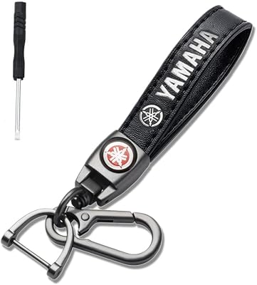 Genuine Leather Car Keychain for Yamaha Sport Accessories, Family Key Chain for Women and Men Black