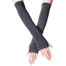 Arm Gloves,2 Pairs Fingerless Cotton Long Wristlet Winter Warm Sleeves Half-finger Arm Gloves Warm Gloves Women Arm Gloves Arm Sleeve Decor Winter Gloves Winter Arm Sleeves Polyester Cotton(Dark gray)