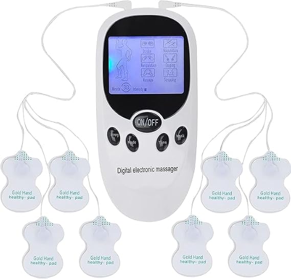 TENS Machine Muscle Stimulator for Pain Relief, TENS Electric Massager with 6 Massage Modes and 8 Replacement Pads, Rechargeable Machine Muscle Stimulator for Back, Joint Pain Relief
