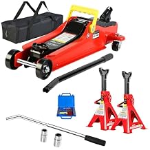 2 Ton Low Profile Floor Jack with Heavy Duty Steel Construction - Hydraulic Jack with Quick Lift Pump & Tire Repair Kit for Cars, Trucks, and SUVs