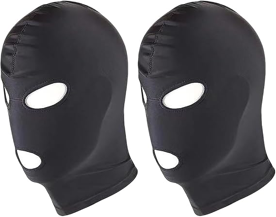 GSHLLO 2 Pcs 3 Hole Full Cover Mask Open Eyes Mouth Mask Black Cosplay Costume Hood Motorcycle Bike Face Mask Breathable Halloween Party Mask Headgear for Adult