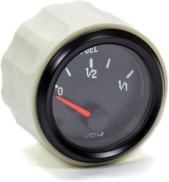 VDO 301015 Cockpit Style Electrical Fuel Level Gauge 2 1/16" Diameter for Select Senders, 10u180 Ohms, Black Dial Face