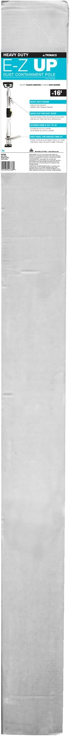 Trimaco 54736 Heavy Duty E-Z Up 16ft. Dust Containment Pole, 2 Pack, White, 2 Count