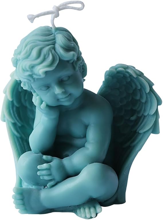 GRAINRAIN 3D Large Angel Design Silicone Mold for Candle Making, Soap, Resin Art, Cake Decorating & Clay Crafts - Reusable Baking Molds - Multipurpose DIY Craft Supplies (18051)