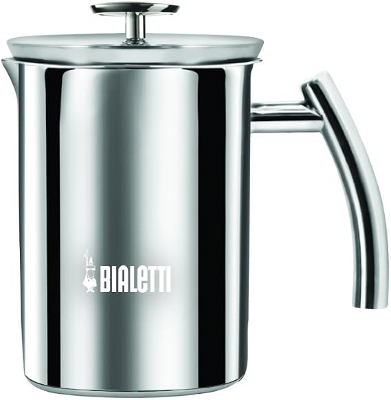 Bialetti - Milk Foamer - 330mL - Stainless Steel Body and Cover - Double Disc Beater Cover - Suitable for All Stove Types (Induction Included) - Dishwasher Washable [Energy Grade A+]
