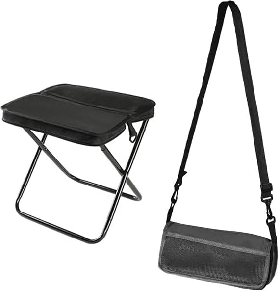 Lightweight Ultralight Pocket Chair,Foldable Portable Backpack Stool,Collapsible Stool for Camping Hiking,Capacity 330LBS,Outdoor Footstool for Travel Walking Fishing Picnic BBQ (Black, Small)