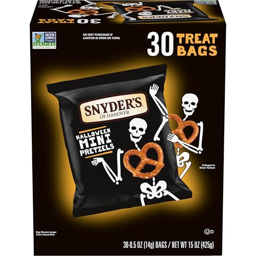Snyders of Hanover Mini Pretzels, Halloween Treats Snack Packs, 30 Ct