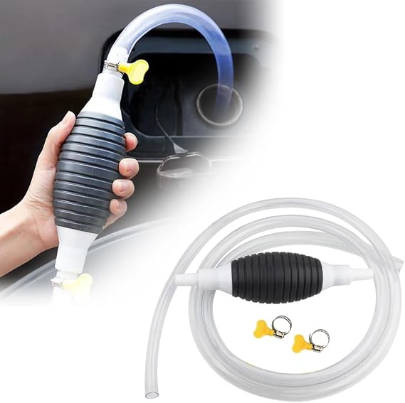 Gasoline Siphon Hose Pump, 2026 Multifunction Liquid Sucker Pump, Hand Fuel Transfer Pump, High Flow Gas Siphon Pump for Gasoline, Petrol, Diesel Oil, Liquid, Water, Fish Tank (9.8ft)