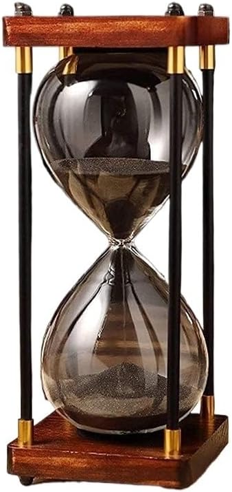 Hourglass Timer,Timer,Large 60 Minutes Hourglass, Hourglass Sand Timer Ornament, Black Wooden Frame Sand Timer Clock Vintage One Hour Glass Sandglass for Living Room Coffee Table(Black,8.5 x 19 cm)