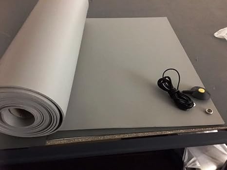 ESD Dissipative Workbench, Desktop Mat with Grounding Cable - Three Layer, Vinyl (2ft by 6ft, Gray)