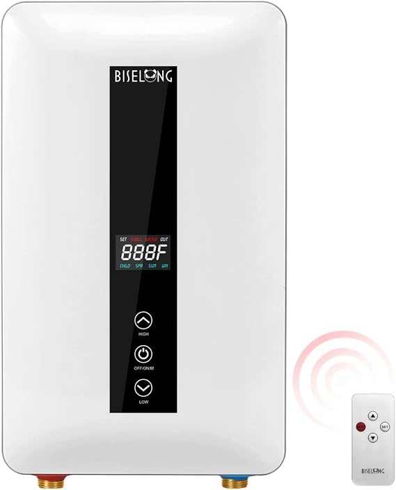 Instant Electric Tankless Water Heater 220/240V,Small Smart Water Heater Self-Modulating No Standby Losses,Under Sink Kitchen Household Shower, Hot Water Output of 2.0 GPM (White 7KW)
