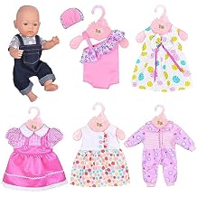 ebuddy 6 Sets Doll Clothes Outfits for 43cm New Born Baby Dolls, 15inch Baby Dolls, American 18 inch Girl Doll