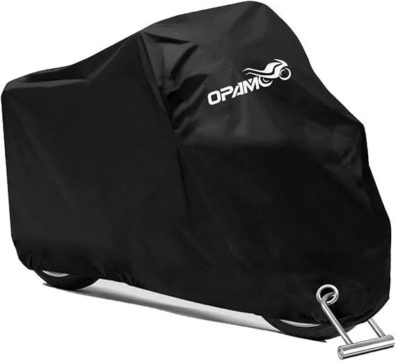 Motorcycle Scooter Cover Waterproof Outdoor - Large Medium XL 250cc 150cc 50cc Scooter Shelter for Harleys All Weather Motorbike Protection with Lock Holes Tear-proof Heavy-Duty (lock not included)