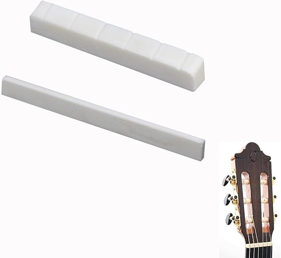 Bone Bridge Saddle and Saddle for 6 String Classical Guitar Parts Set of 2