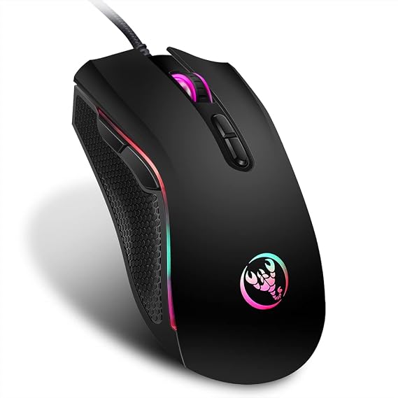 HXBER A869 Wired Gaming Mouse 3200 7 Buttons 7 Color LED Optical Computer Mouse Player Mice Gaming Mouse for Pro Gamer