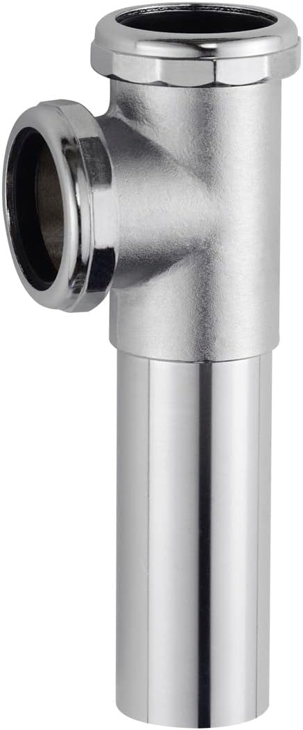 ZM Cast Brass End Outlet Tee with Baffle, 1-1/2-inch, Chrome Finish