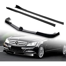 9pcs Combo Front Bumper Body Kit Lip + Side Skirt Extensions Diffuser Compatible with 2012-2014 Mercedes-Benz W204 C-Class 2013 (Painted Black)