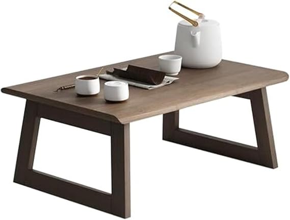 Portable Foldable Bay Window Low Tables Bamboo Lap Table and Coffee Table Ideal for Child Studying Chit-Chat and Various Activities Like Writing Eating Indoor or When Traveling Creative idea(60x40x25
